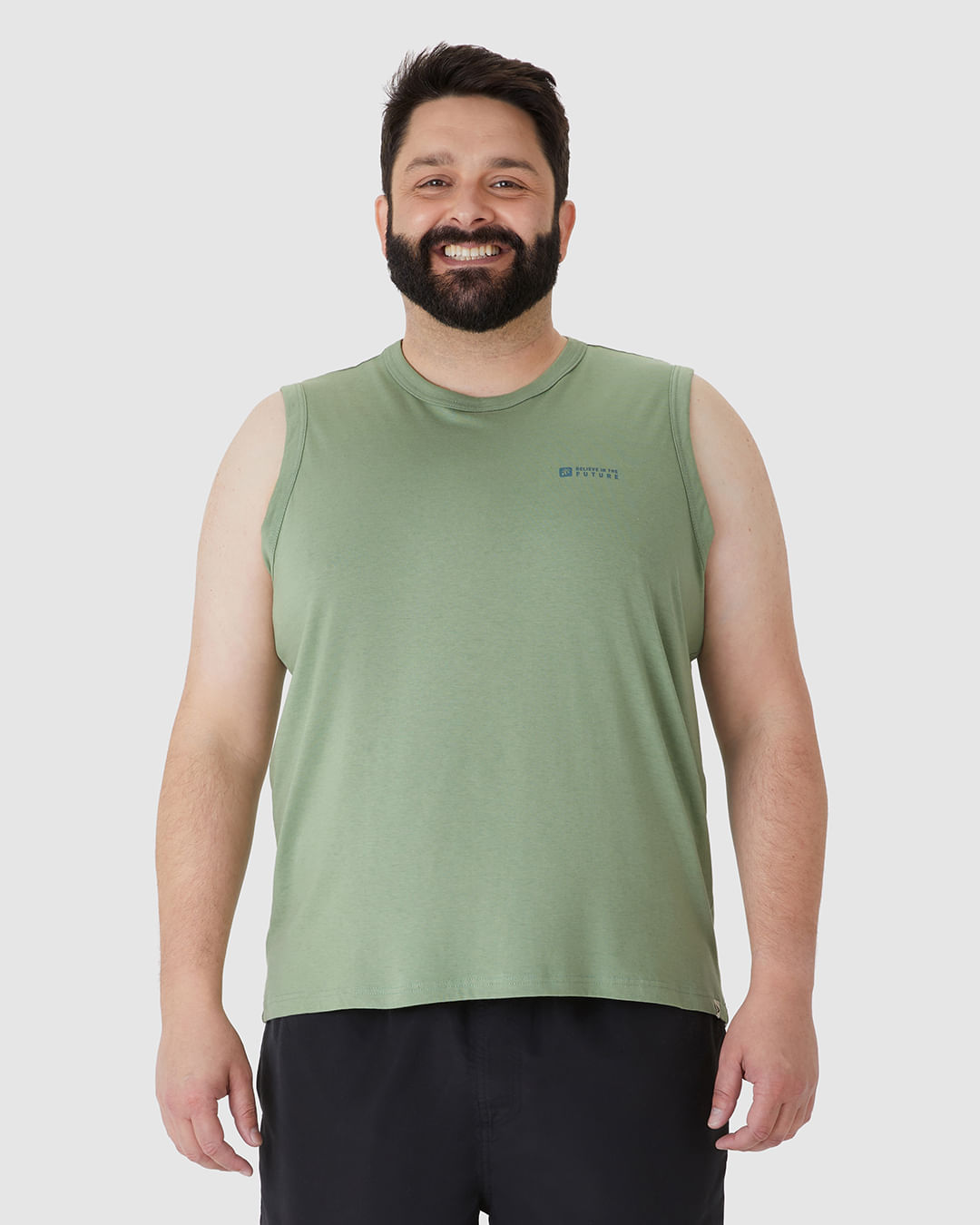 Regata Masculina Plus Size Believe In The Future Em Algodão - Imagem 4