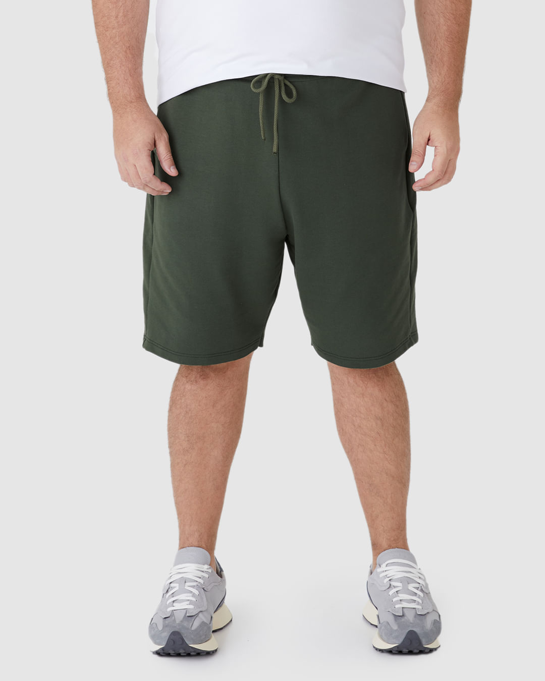 Bermuda Básica Masculina Plus Size Cadarço Frontal Em Moletom - Imagem 19