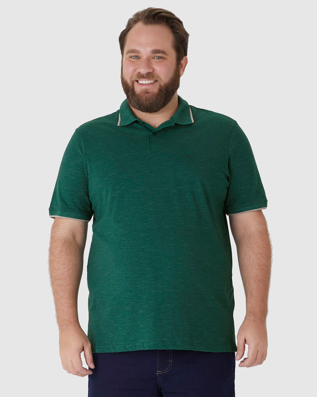 Camisa Polo Masculina Plus Size Abertura Lateral Em Malha Listrada Eco - Imagem 19