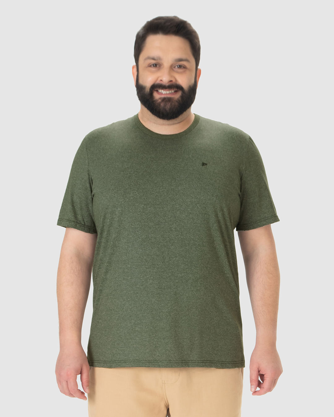 Camiseta Básica Masculina Plus Size Decote Redondo Em Malha Rajada - Imagem 9