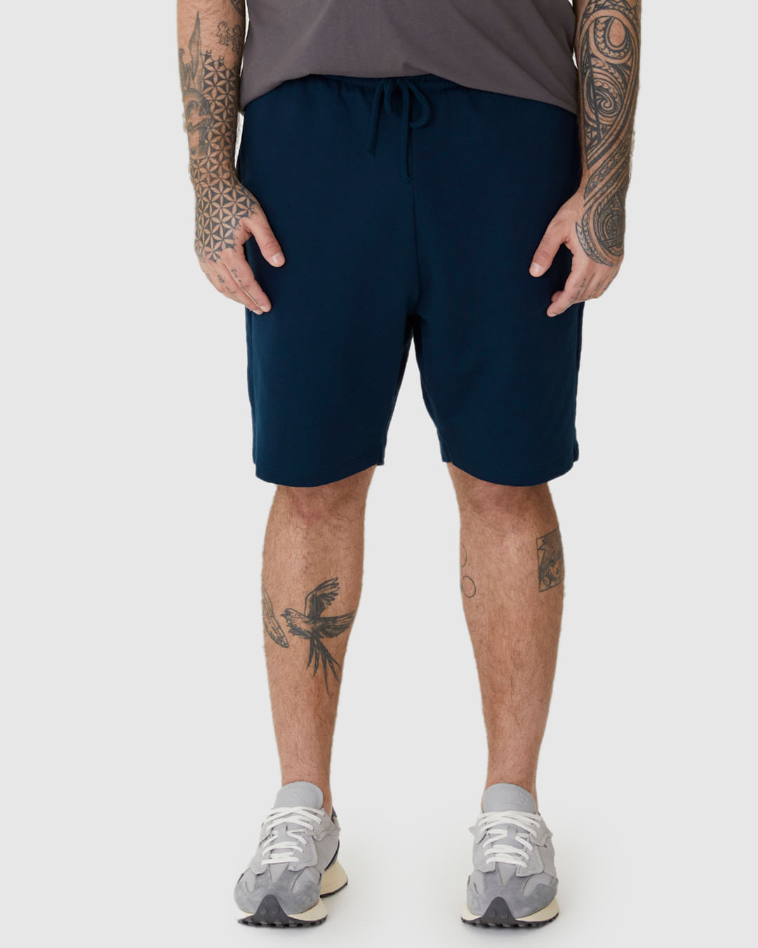 Bermuda Básica Masculina Plus Size Cadarço Frontal Em Moletom - Imagem 17