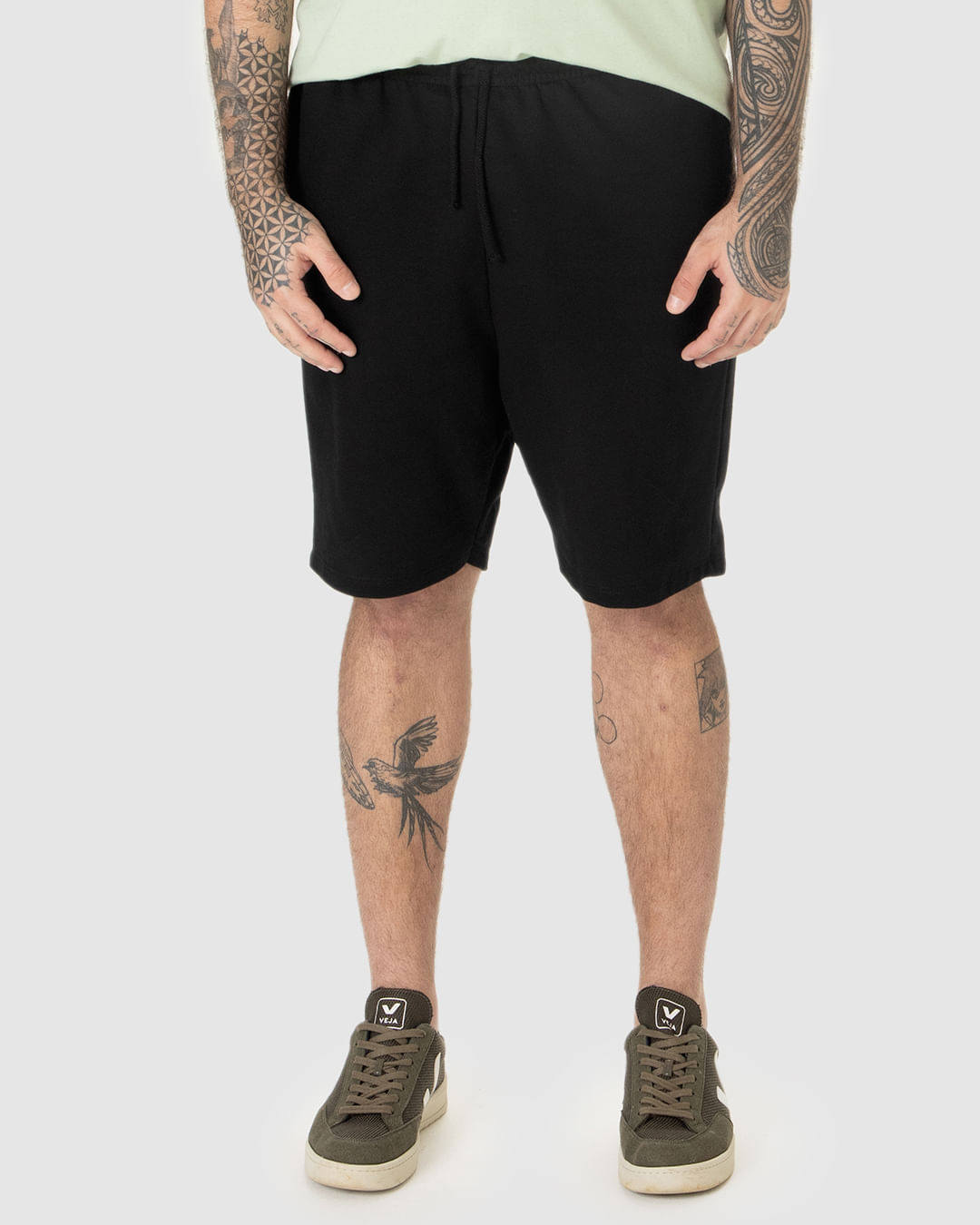 Bermuda Básica Masculina Plus Size Cadarço Frontal Em Moletom - Imagem 29
