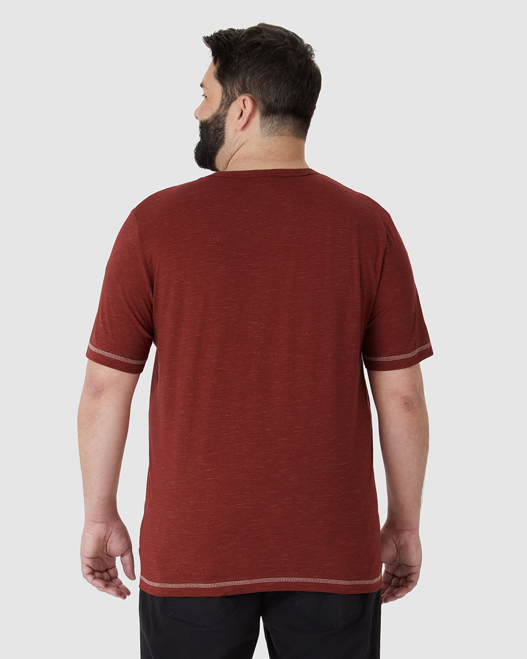 Camiseta Masculina Plus Size Costura Contraste Em Malha Listrada Eco - Imagem 25