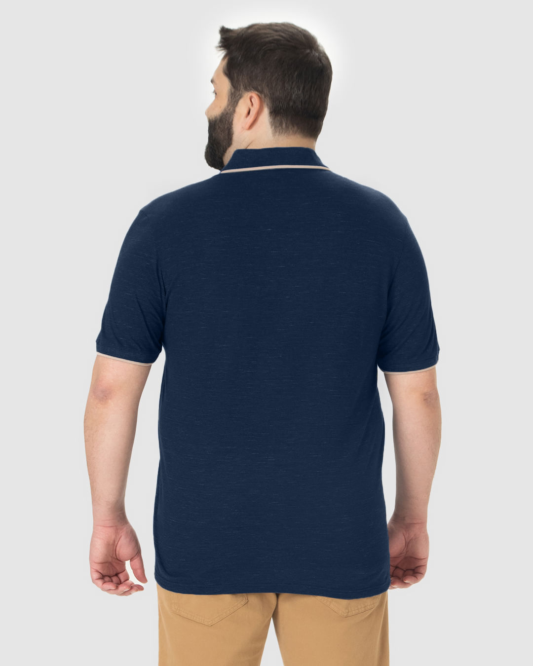 Camisa Polo Masculina Plus Size Abertura Lateral Em Malha Listrada Eco - Imagem 10