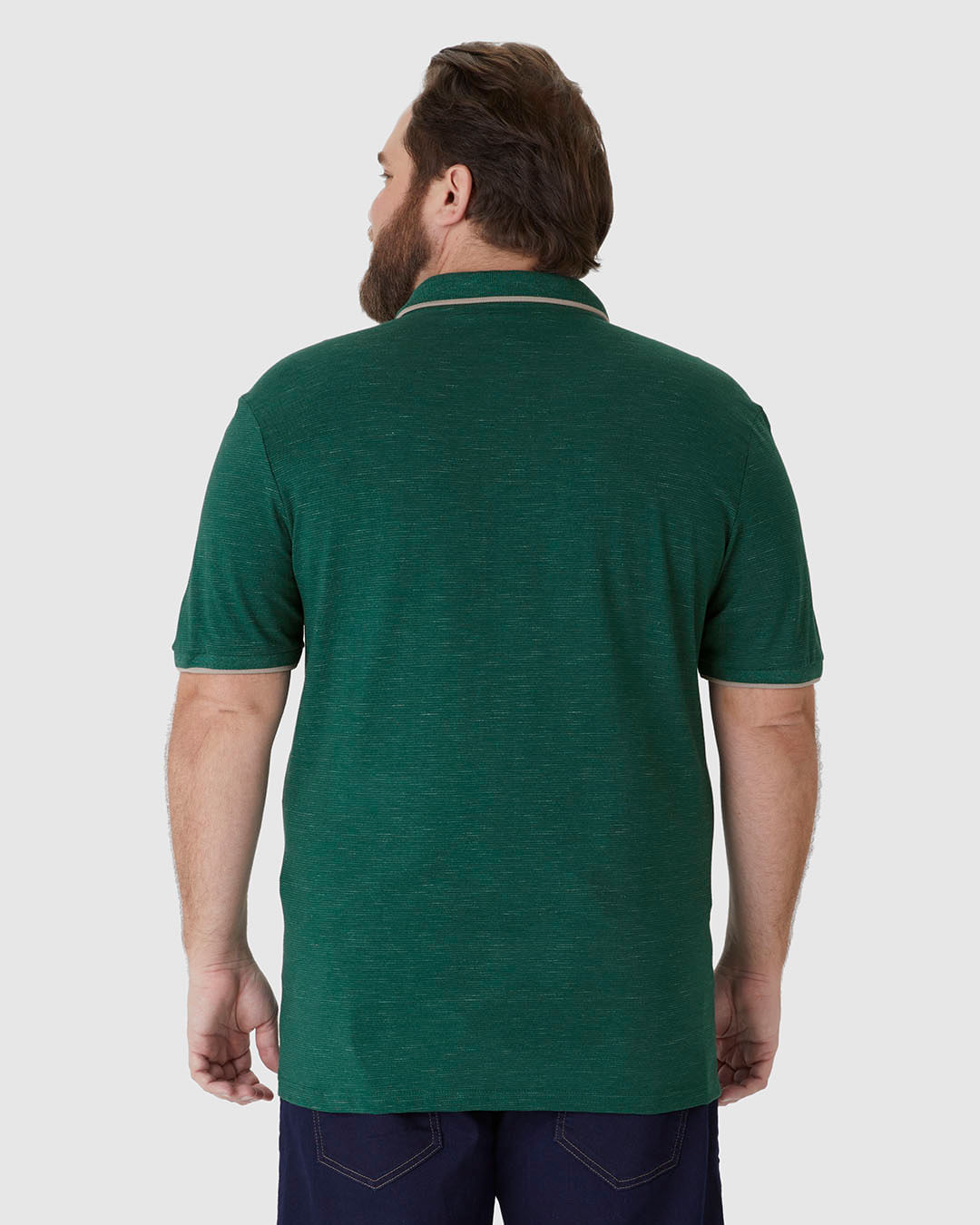 Camisa Polo Masculina Plus Size Abertura Lateral Em Malha Listrada Eco - Imagem 25