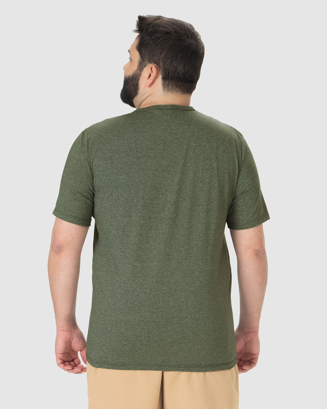 Camiseta Básica Masculina Plus Size Decote Redondo Em Malha Rajada - Imagem 15