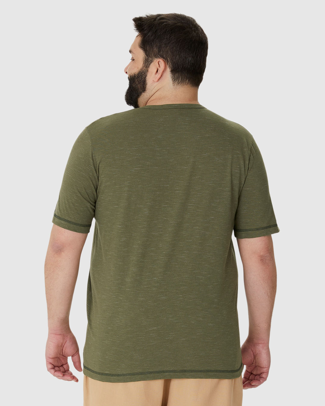 Camiseta Masculina Plus Size Costura Contraste Em Malha Listrada Eco - Imagem 6