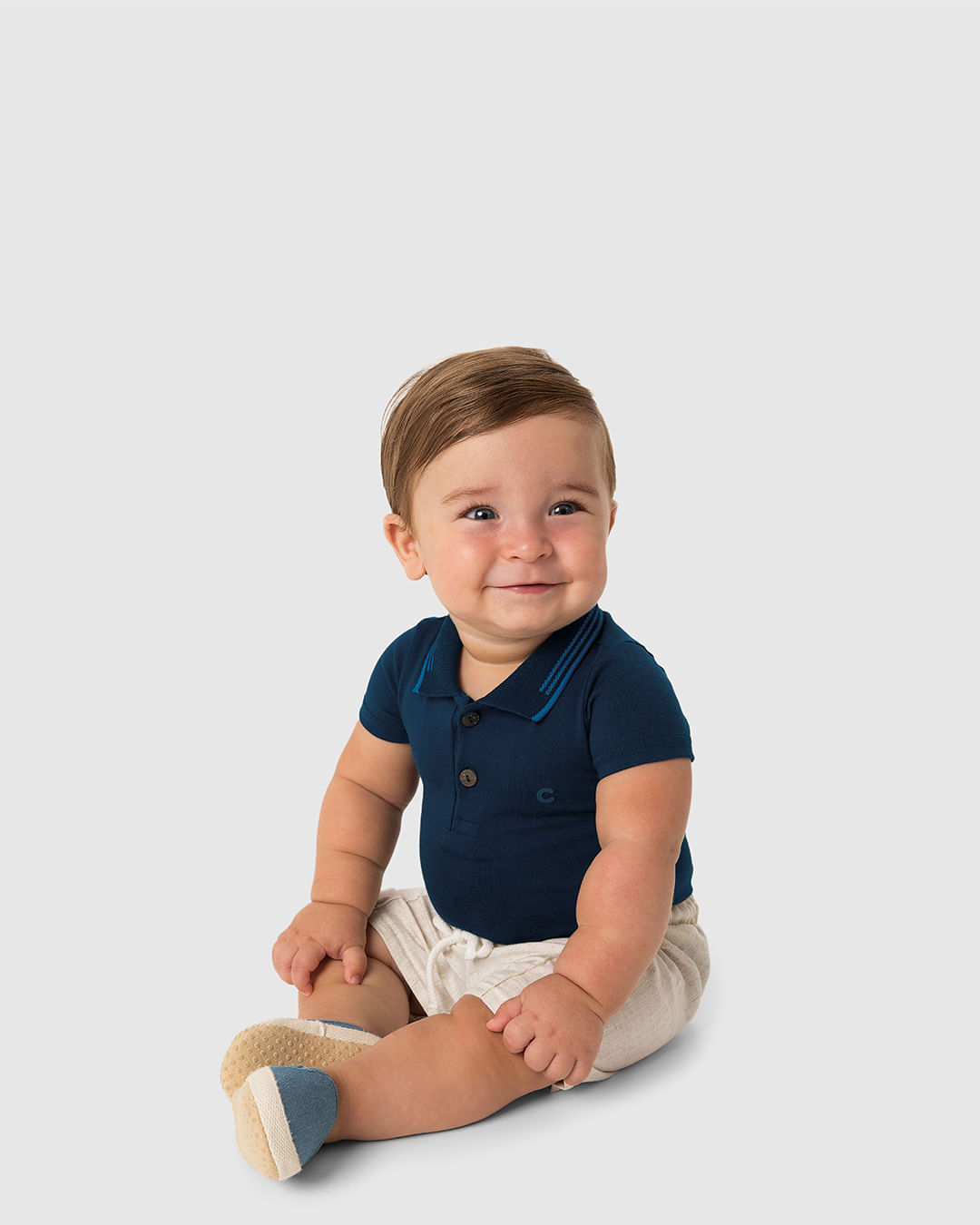 Body Polo Menino Peitilho Frontal Manga Curta Em Algodão - Carinhoso - Imagem 16