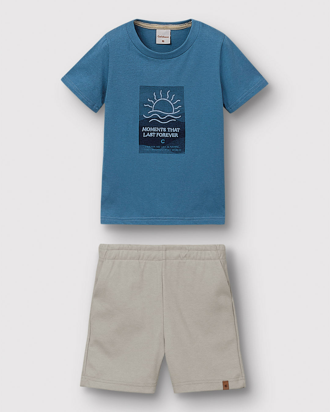 Conjunto Menino Camiseta Moments That Last Forever Em Algodão - Carinhoso