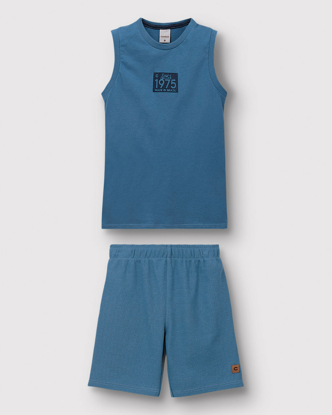 Conjunto Menino Regata E Bermuda Em Malha Texturizada - Carinhoso