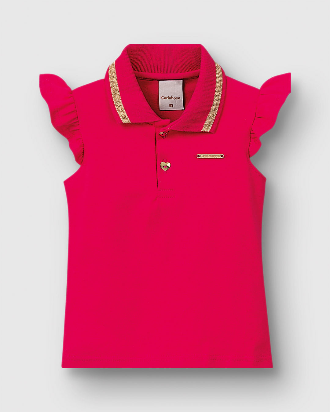 Blusa Polo Menina Peitilho Frontal E Detalhe Babado Em Algodão - Carinhoso - Imagem 10