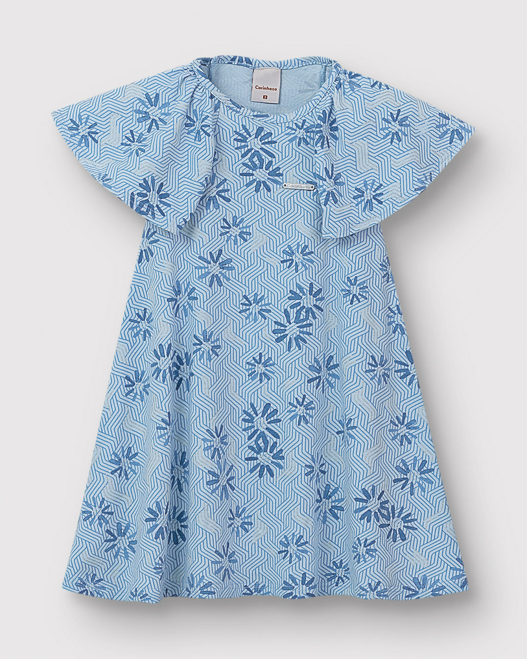 Vestido Menina Amplo Estampa Detalhe Metalizado Em Algodão - Carinhoso - Imagem 4