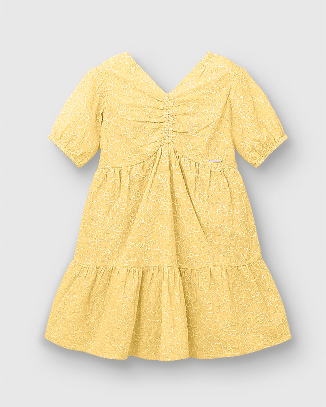 Vestido Menina Amplo Decote V Em Algodão Bordado - Carinhoso - Imagem 2