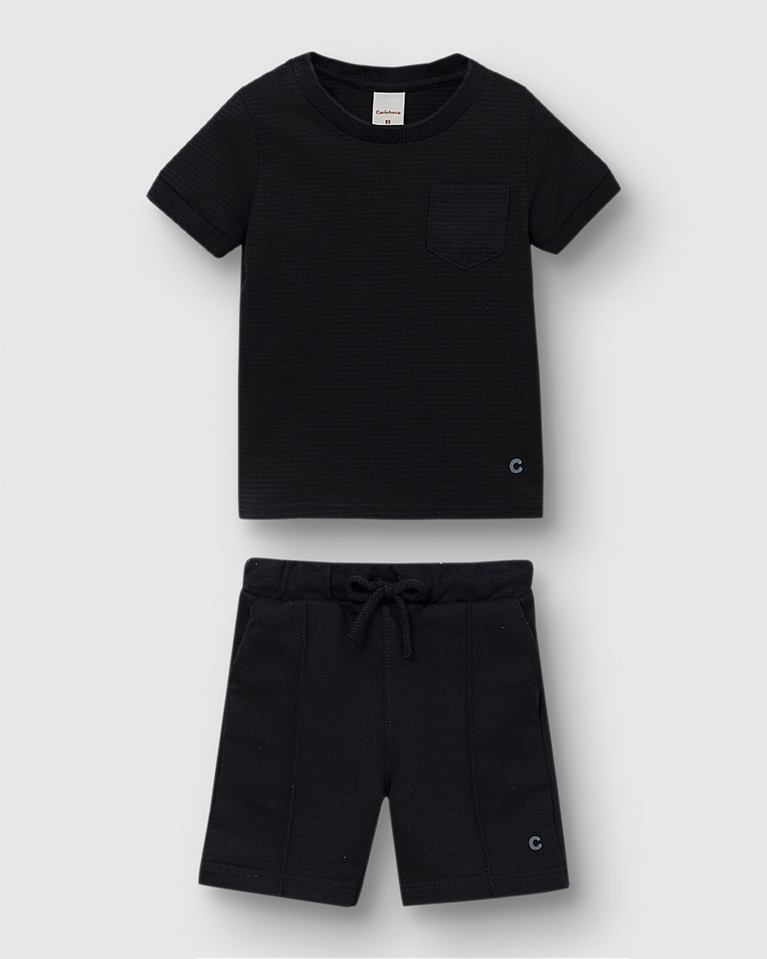 Conjunto Menino Camiseta E Bermuda Bolso Frontal Em Moletom - Carinhoso - Imagem 2