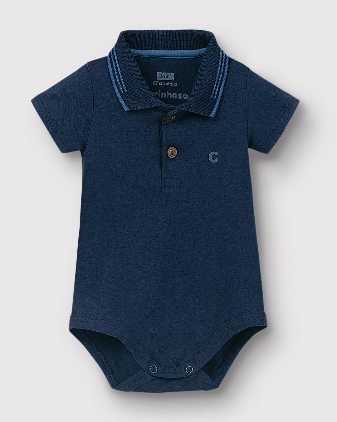 Body Polo Menino Peitilho Frontal Manga Curta Em Algodão - Carinhoso - Imagem 8