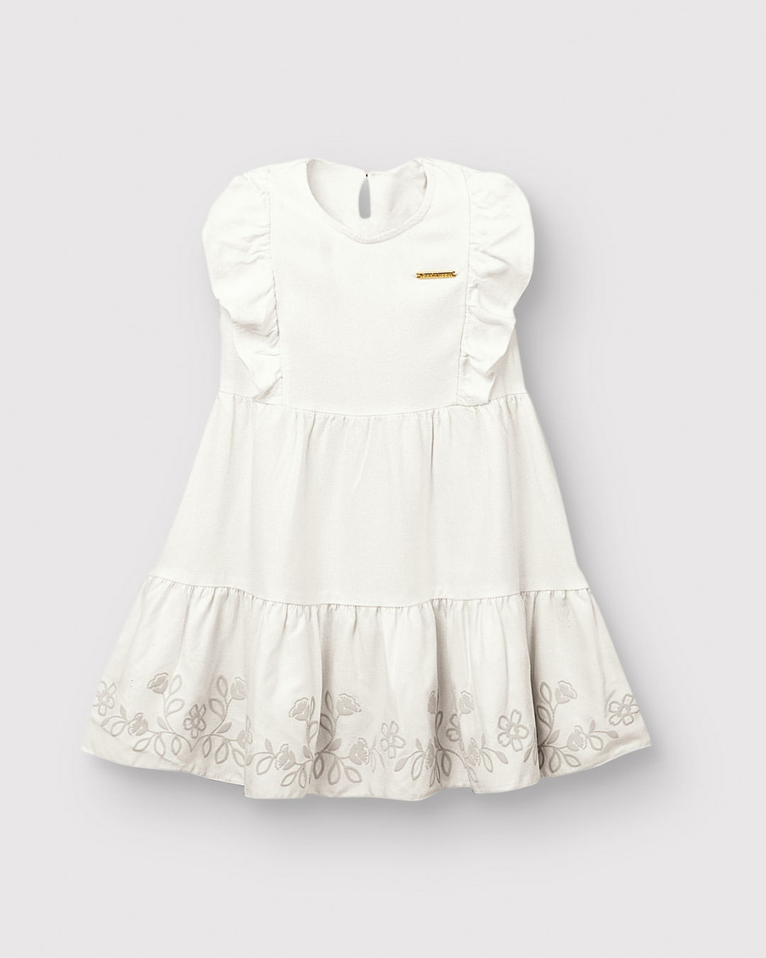 Vestido Menina Amplo Detalhe Babado Frontal Em Crepe De Viscose - Carinhoso - Imagem 5
