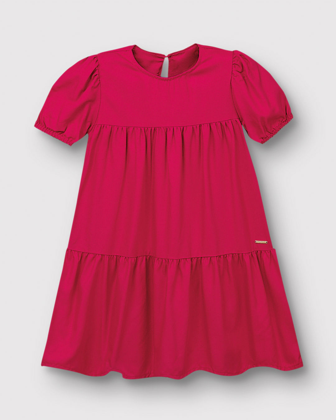 Vestido Menina Manga Curta Bufante Em Crepe De Viscose - Carinhoso - Imagem 11