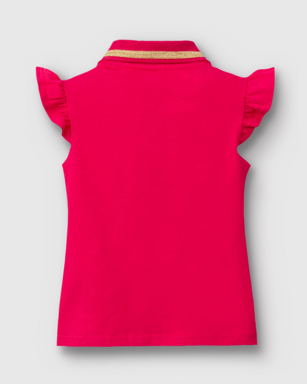Blusa Polo Menina Peitilho Frontal E Detalhe Babado Em Algodão - Carinhoso - Imagem 2