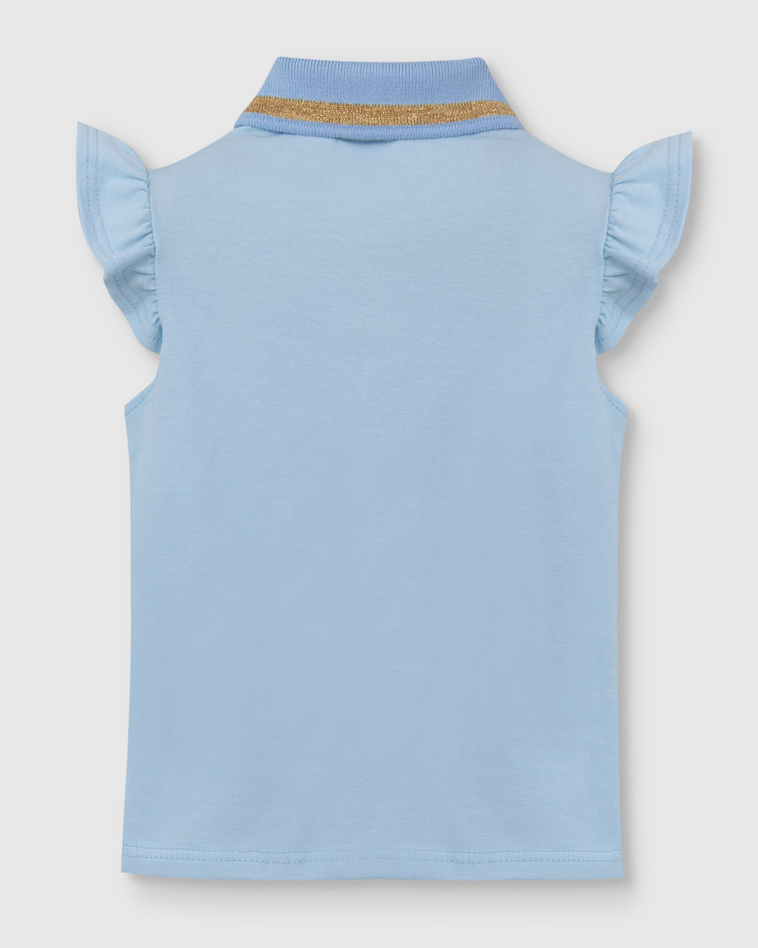 Blusa Polo Menina Peitilho Frontal E Detalhe Babado Em Algodão - Carinhoso - Imagem 5