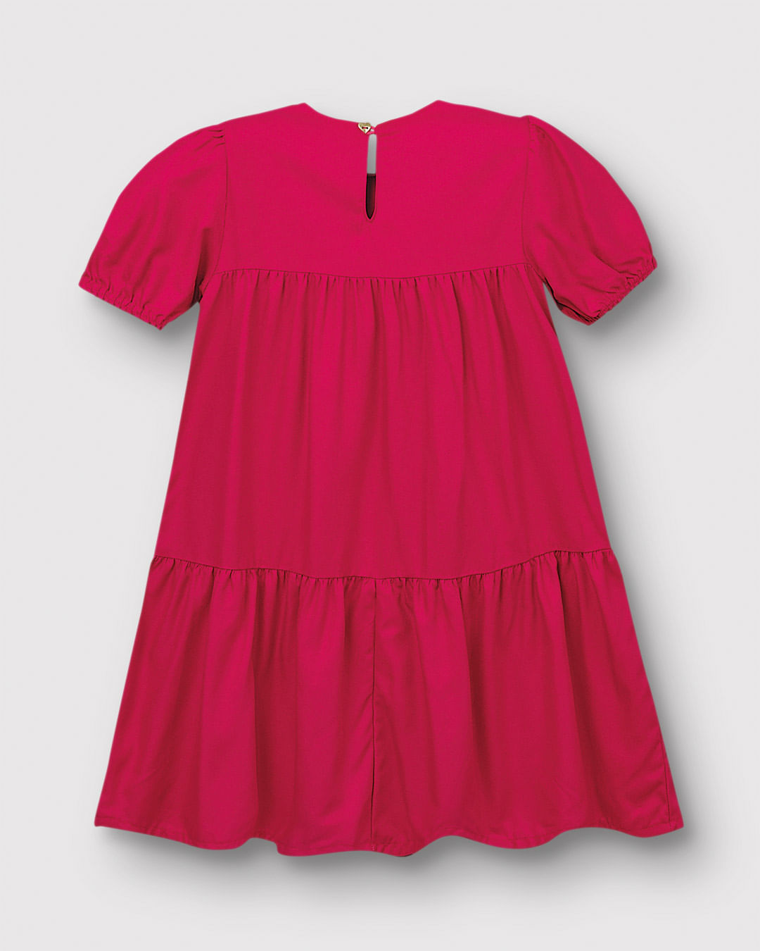 Vestido Menina Manga Curta Bufante Em Crepe De Viscose - Carinhoso - Imagem 6