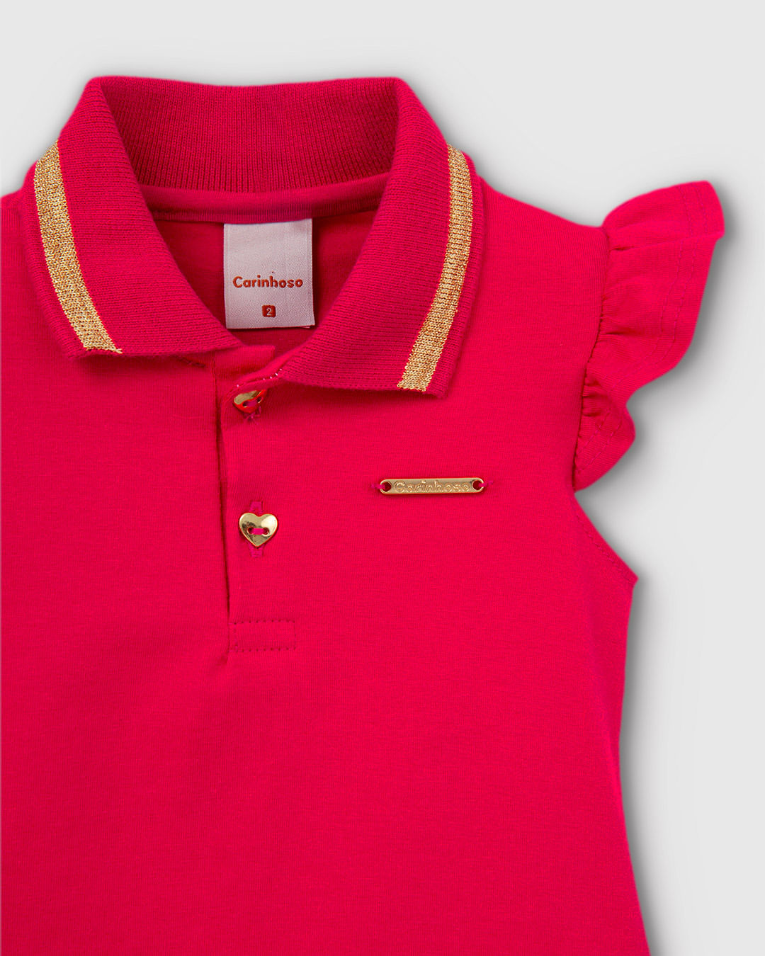 Blusa Polo Menina Peitilho Frontal E Detalhe Babado Em Algodão - Carinhoso - Imagem 18