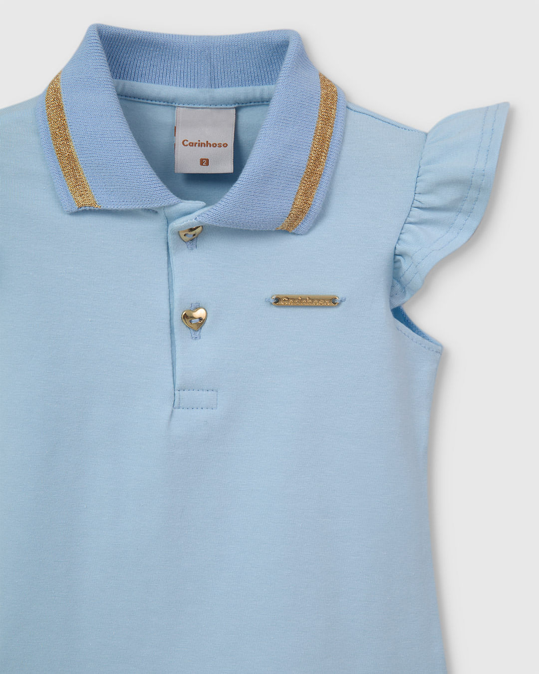 Blusa Polo Menina Peitilho Frontal E Detalhe Babado Em Algodão - Carinhoso - Imagem 18