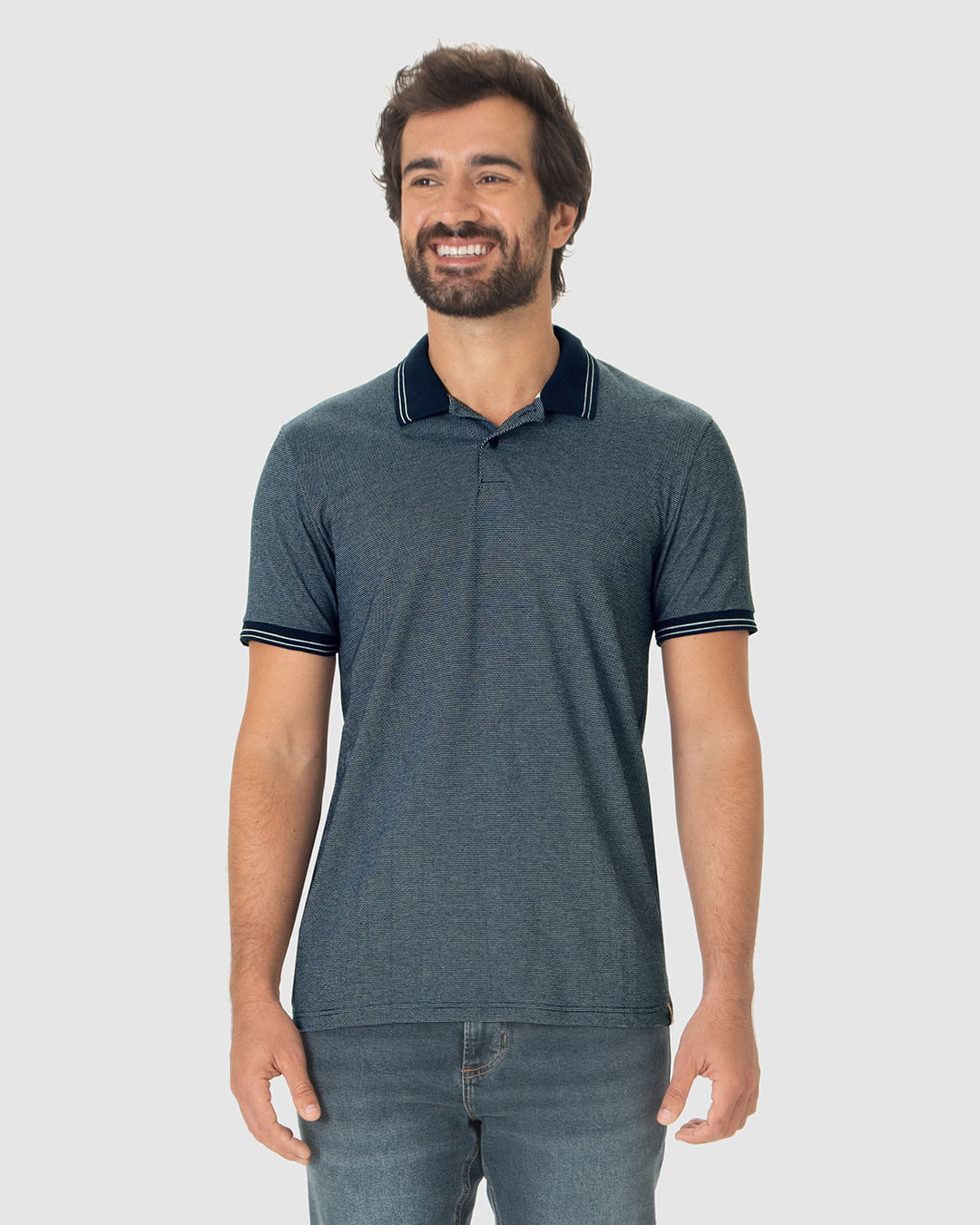 Camisa Polo Masculina Regular Em Piquet Pontilhado - Imagem 7