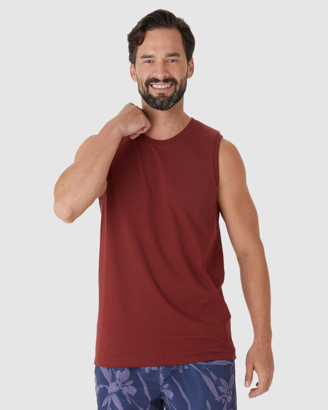 Regata Básica Masculina Cava Ajustada Em Algodão