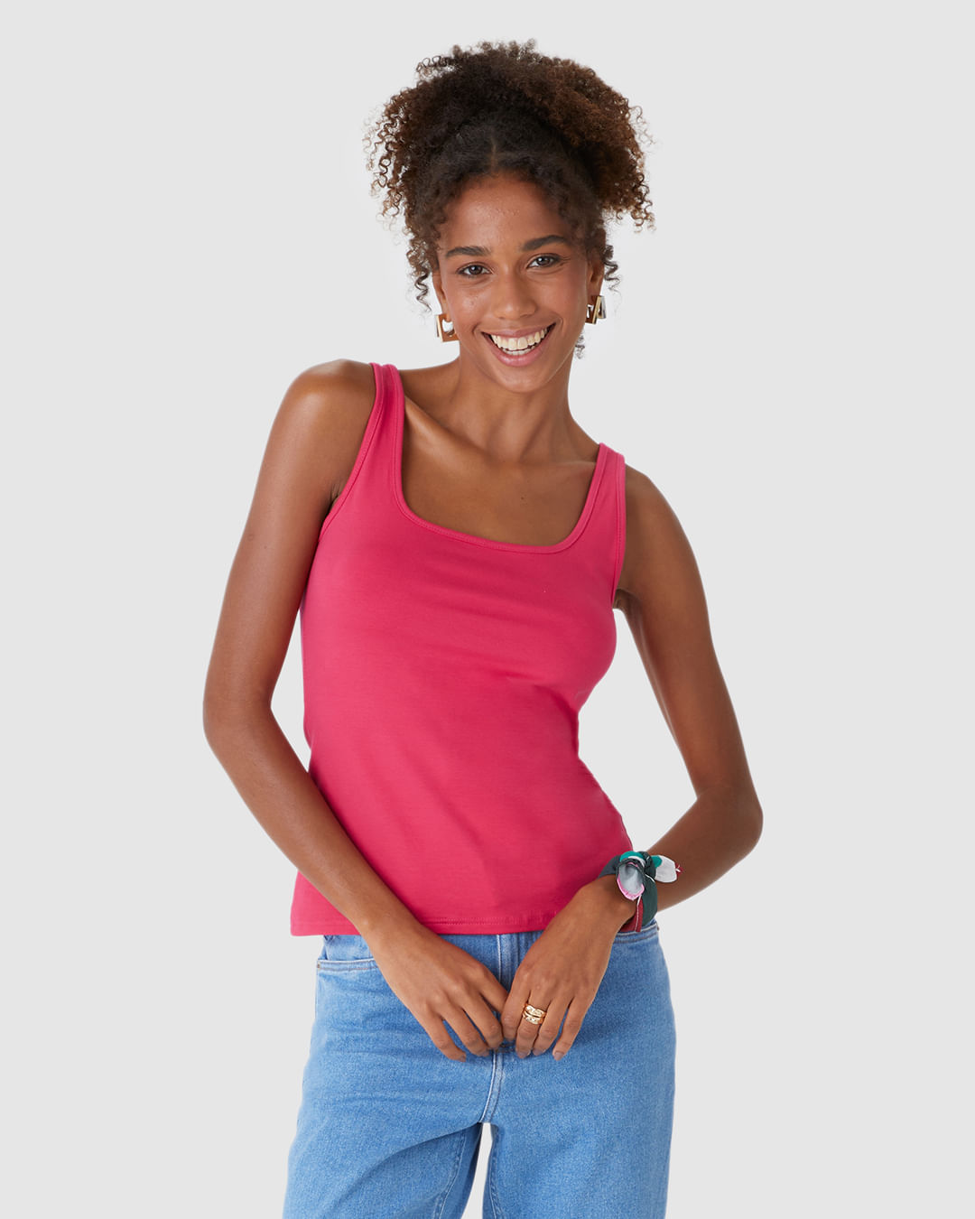 Regata Básica Feminina Alça Média Em Algodão - Imagem 26