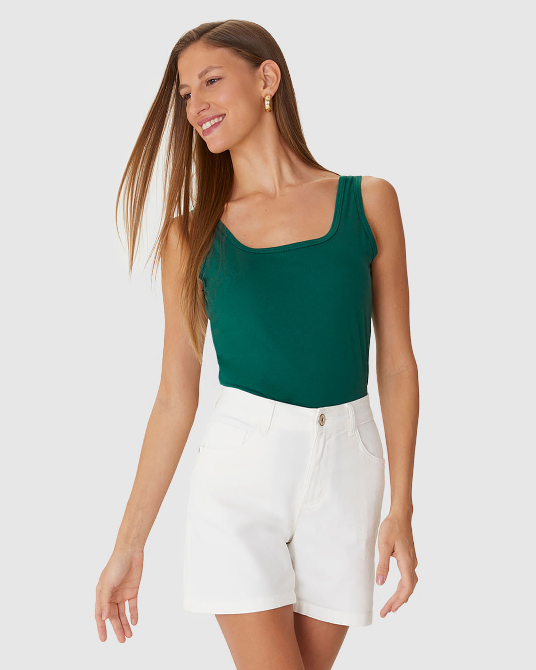 Regata Básica Feminina Decote U Em Algodão - Imagem 16