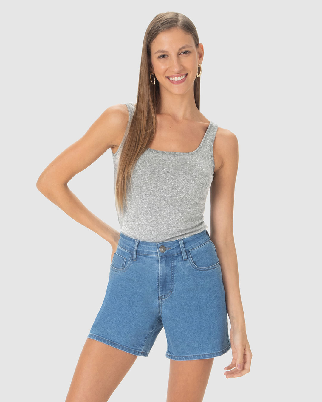 Regata Básica Feminina Decote U Em Algodão - Imagem 11