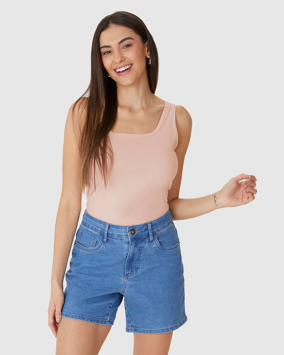 Regata Básica Feminina Decote U Em Algodão - Imagem 6