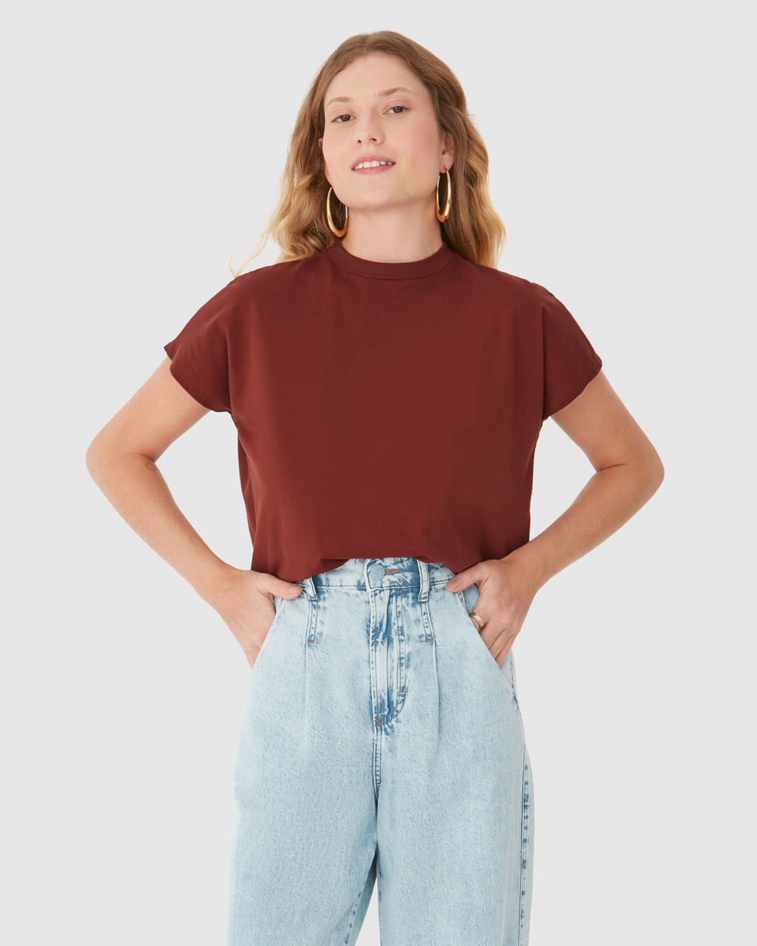 Blusa Básica Feminina Manga Curta Sem Cavas Em Malha Algodão Comfy