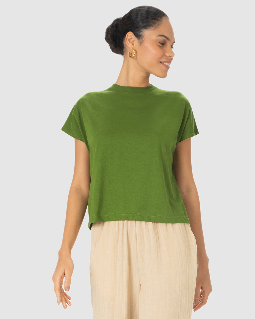 Blusa Básica Feminina Manga Curta Sem Cavas Em Malha Algodão Comfy