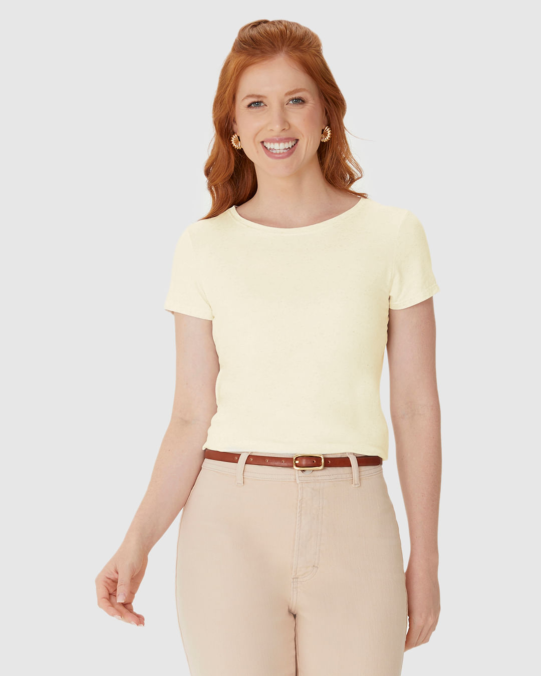 Blusa Básica Feminina Manga Curta Em Malha Viscolinho Stretch