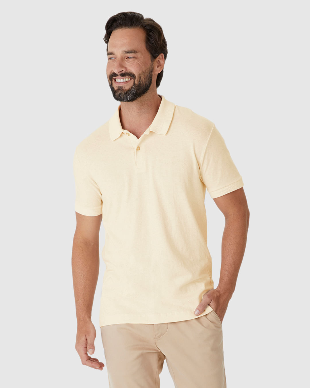 Camisa Polo Masculina Slim Com Etiqueta Decorativa Em Malha Linho - Imagem 16