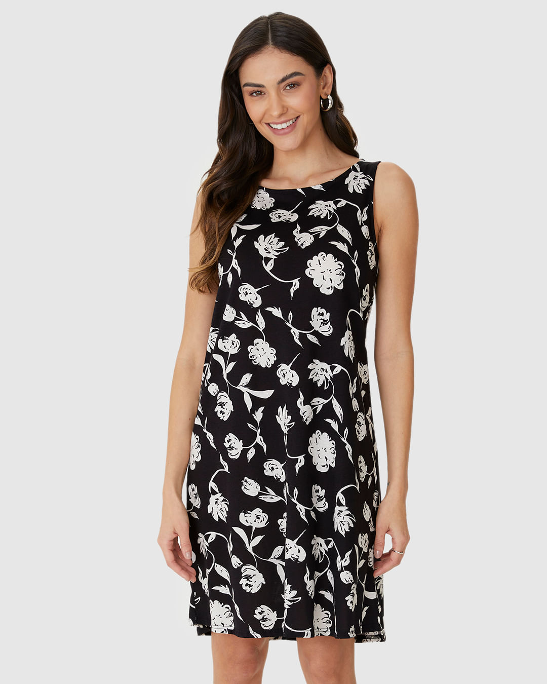 Vestido Feminino Regata Estampa Floral Em Algodão