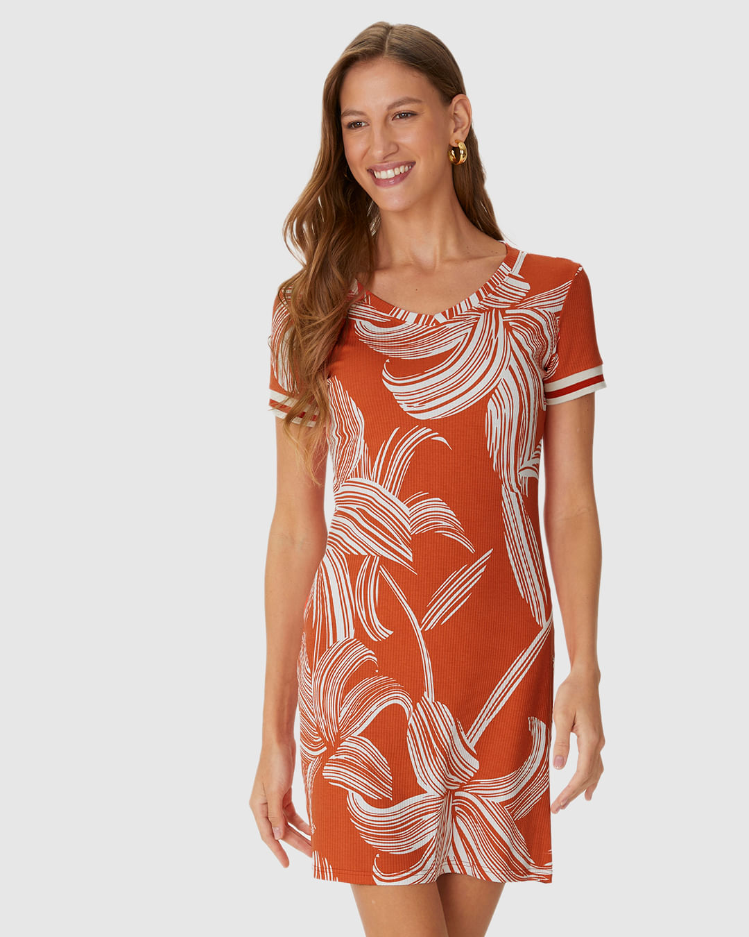 Vestido Feminino Manga Retilínea Em Malha Viscose Canelada - Imagem 16