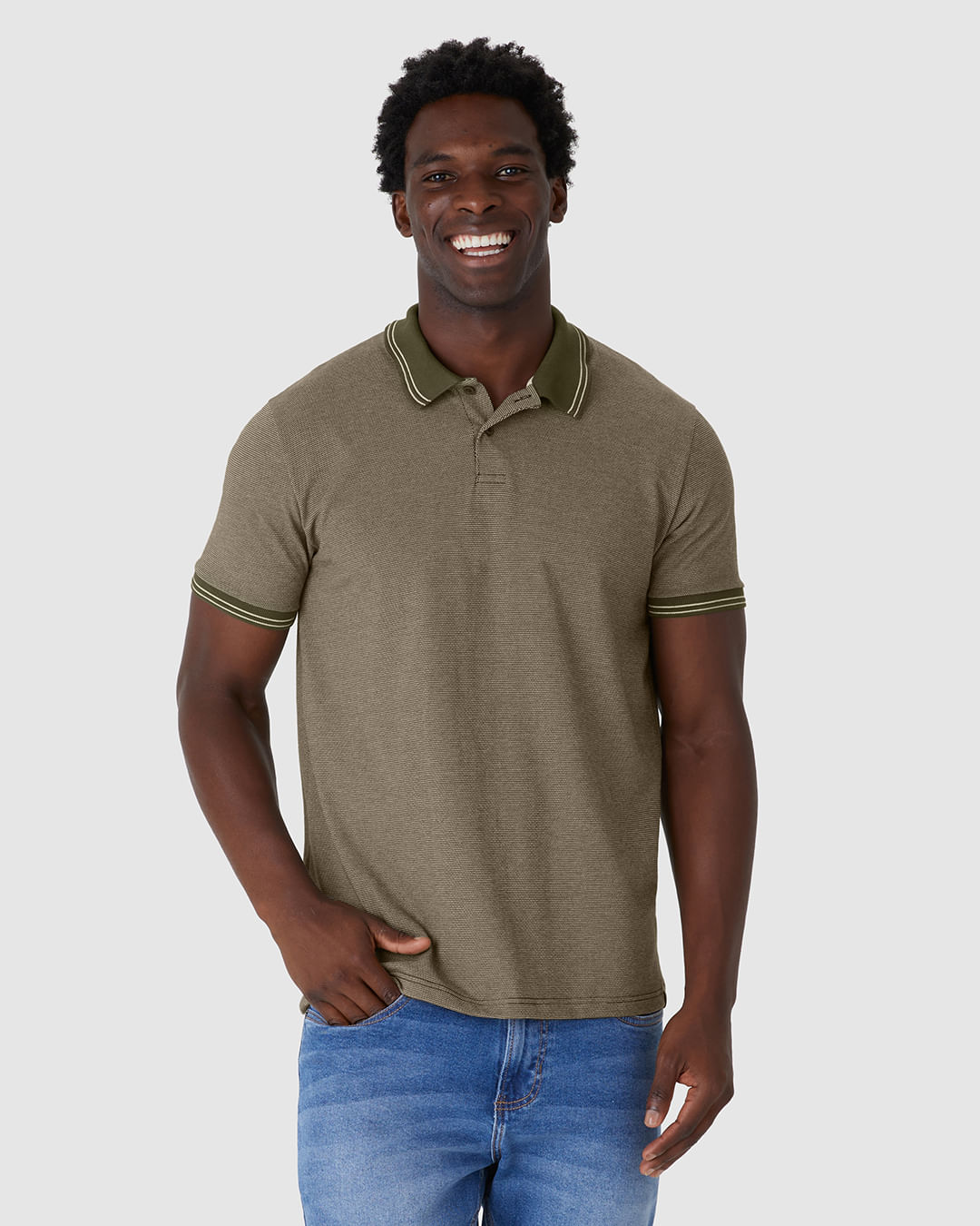 Camisa Polo Masculina Regular Em Piquet Pontilhado - Imagem 11
