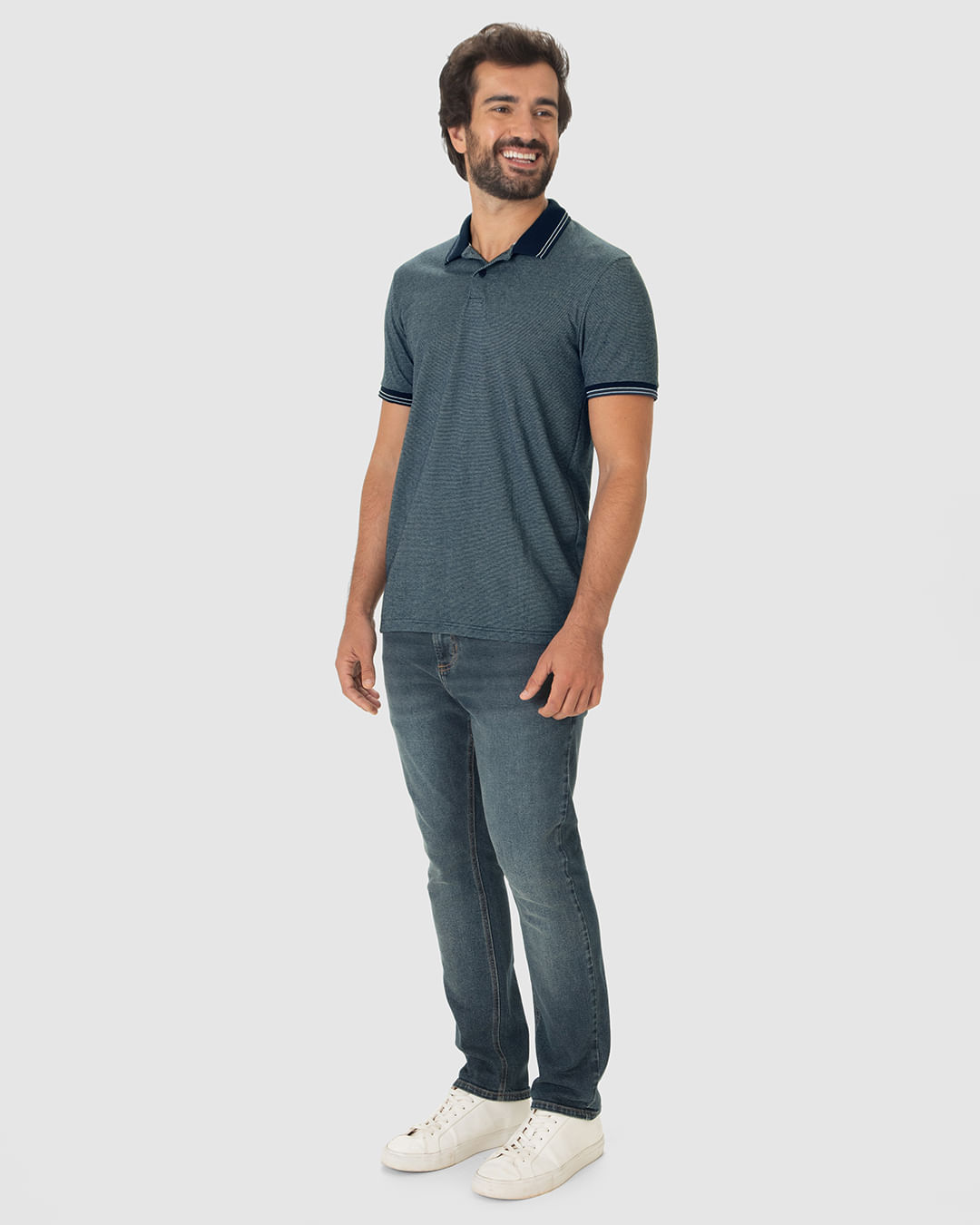 Camisa Polo Masculina Regular Em Piquet Pontilhado - Imagem 26