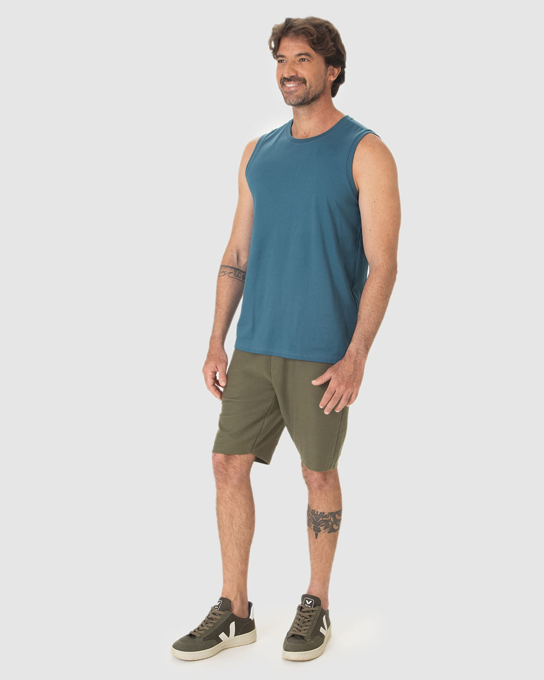 Regata Básica Masculina Cava Ajustada Em Algodão - Imagem 2