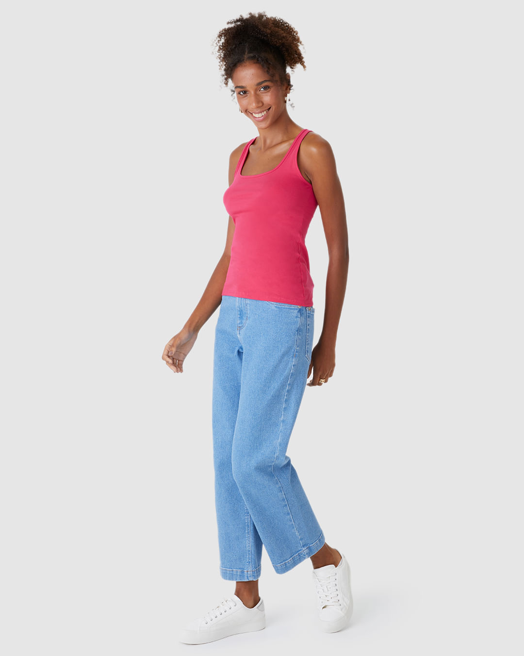 Regata Básica Feminina Alça Média Em Algodão - Imagem 7