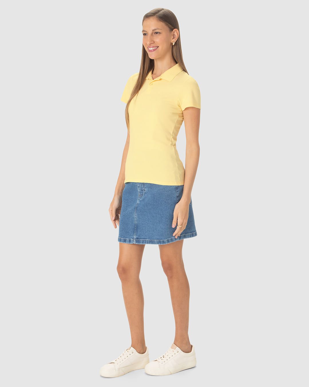 Blusa Polo Básica Feminina Com Peitilho Em Piquet Stretch - Imagem 12