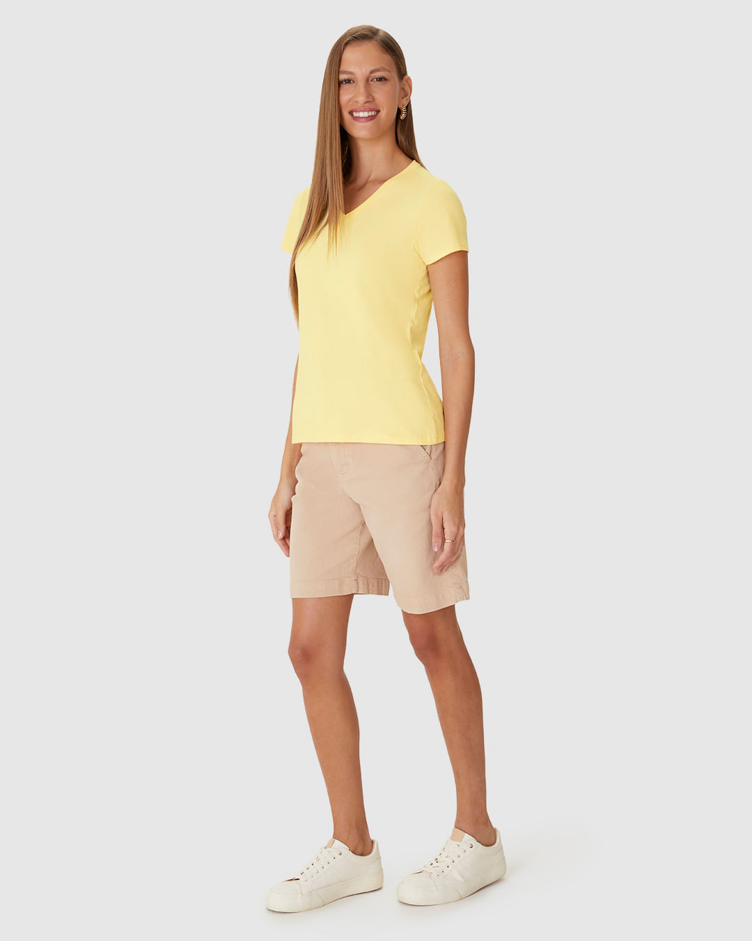 Blusa Básica Feminina Decote V Em Algodão - Imagem 17