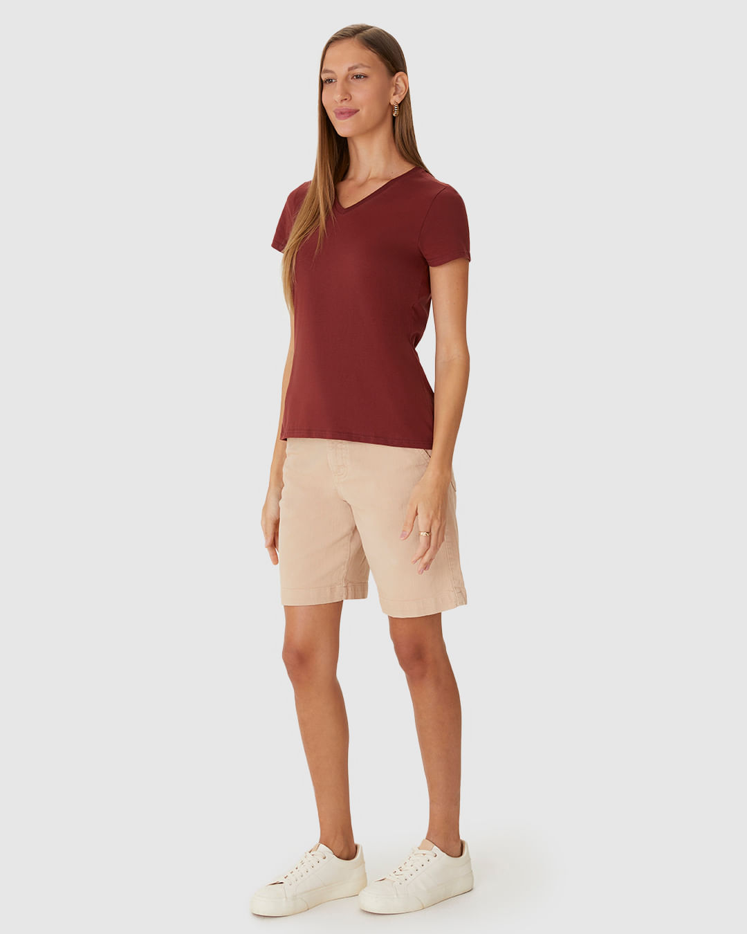 Blusa Básica Feminina Decote V Em Algodão - Imagem 22