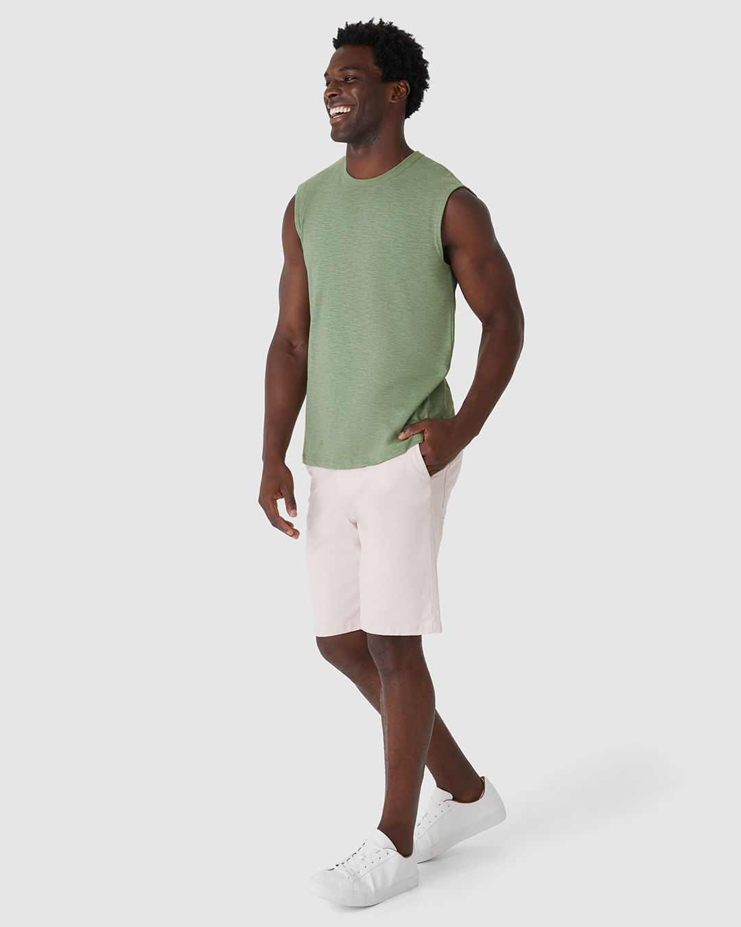 Regata Masculina Machão Com Etiqueta Decorativa Em Malha Rajada - Imagem 2