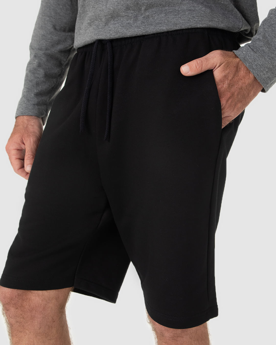 Bermuda Básica Masculina Comfort Bolso Funcional Em Moletom - Imagem 21
