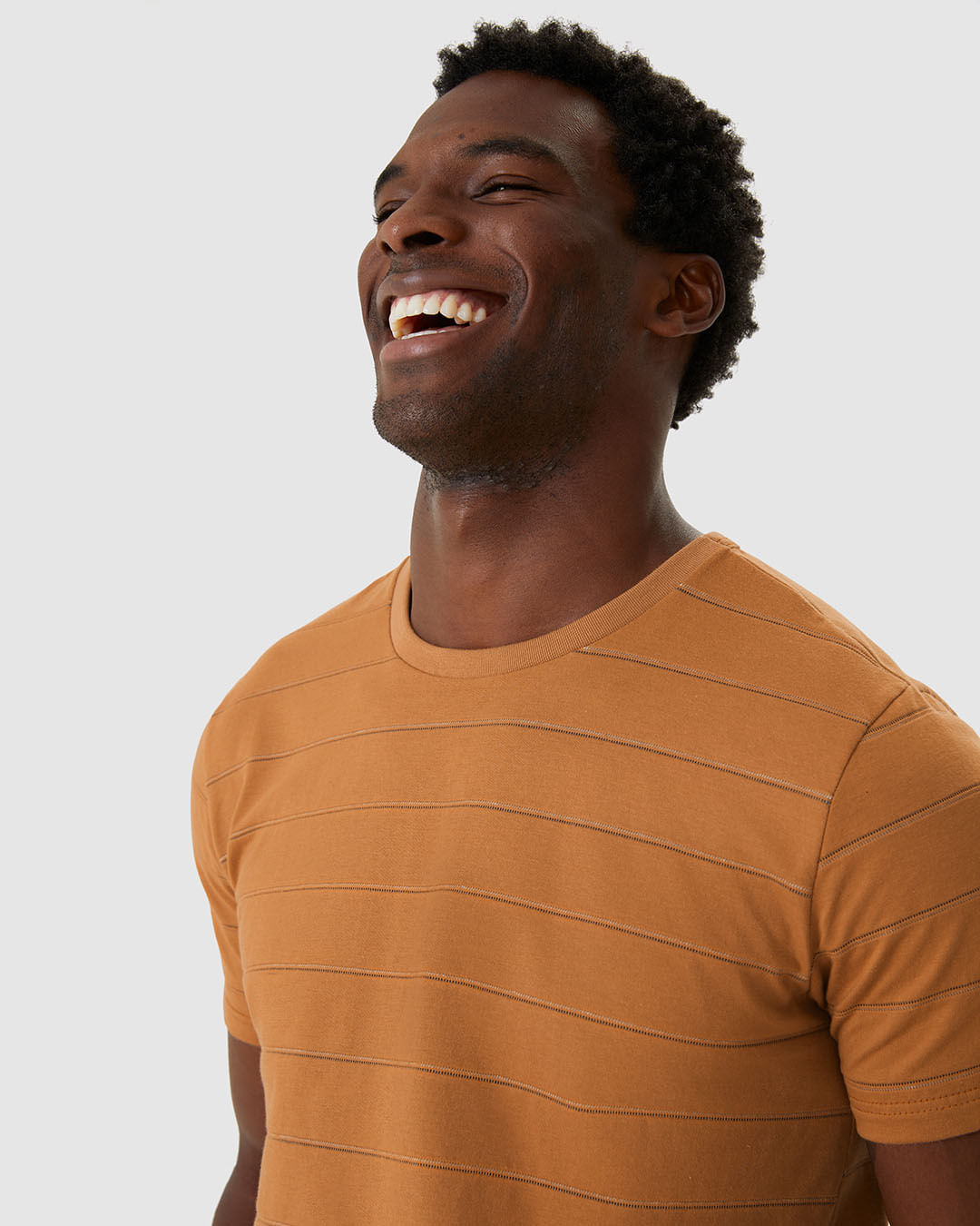 Camiseta Masculina Slim Manga Curta Estampa Listrada Em Malha Texturizada - Imagem 21