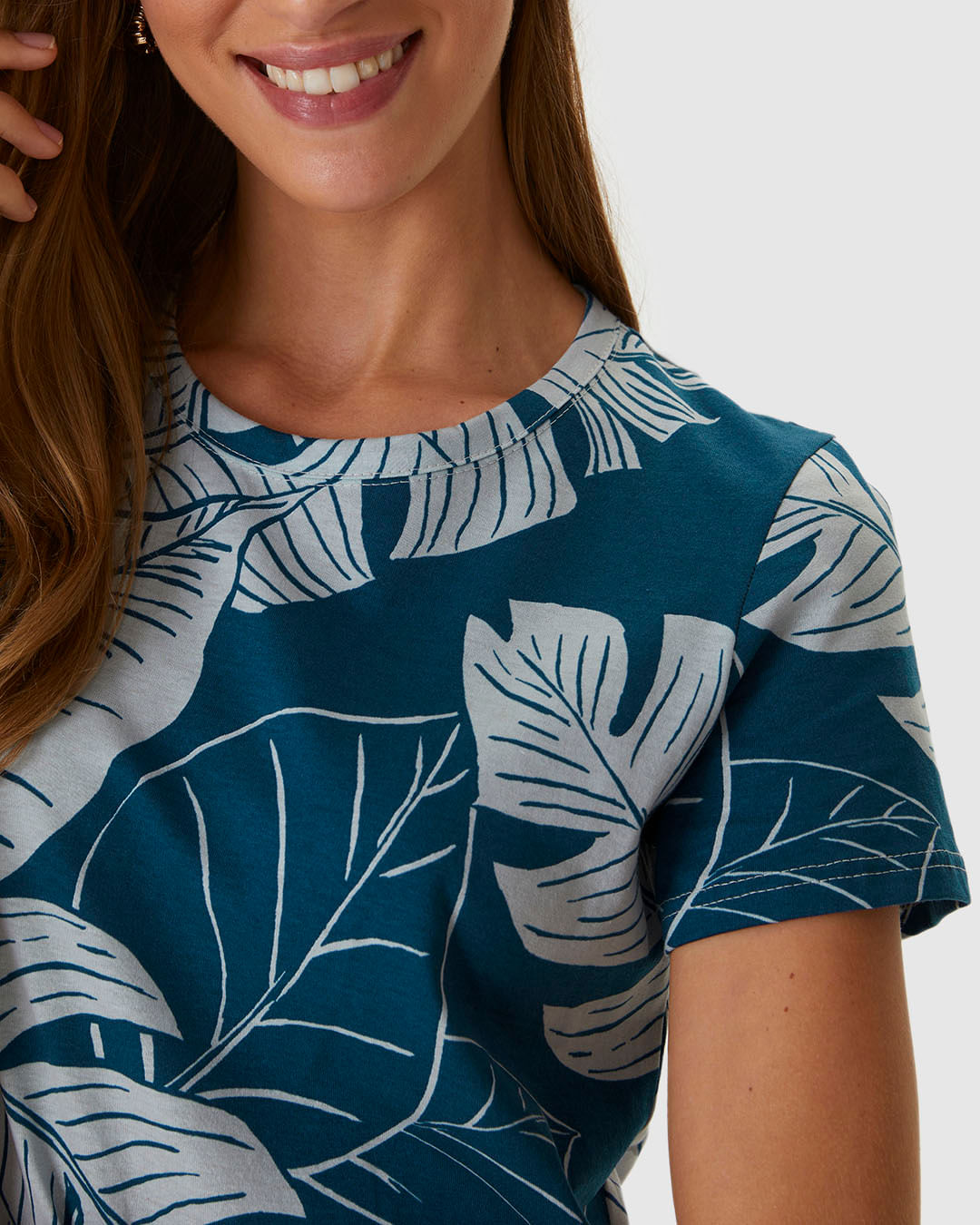 Vestido Feminino Estampado Com Decote Redondo Em Algodão - Imagem 8