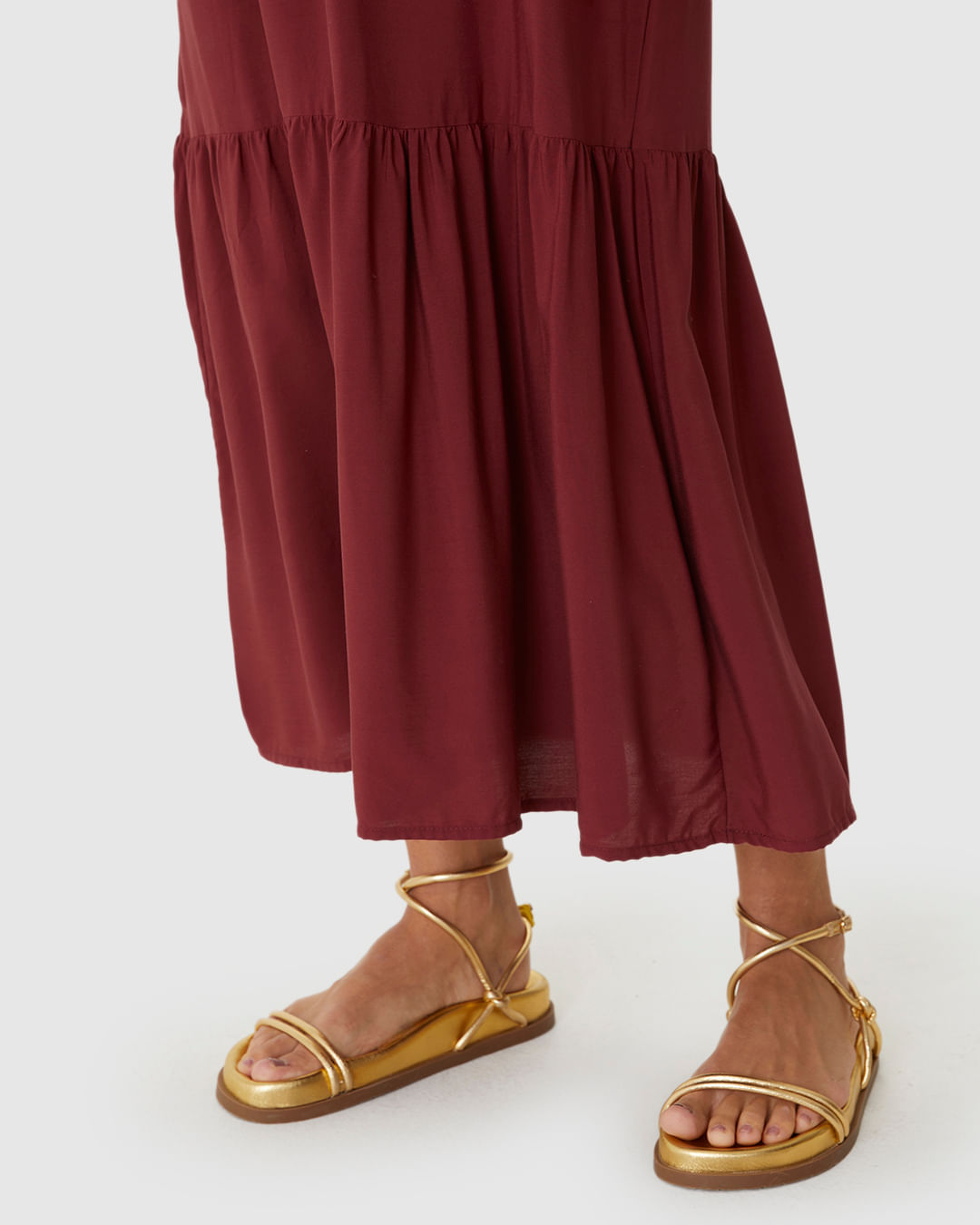 Vestido Midi Feminino Evasê Sem Manga Em Viscose - Imagem 22